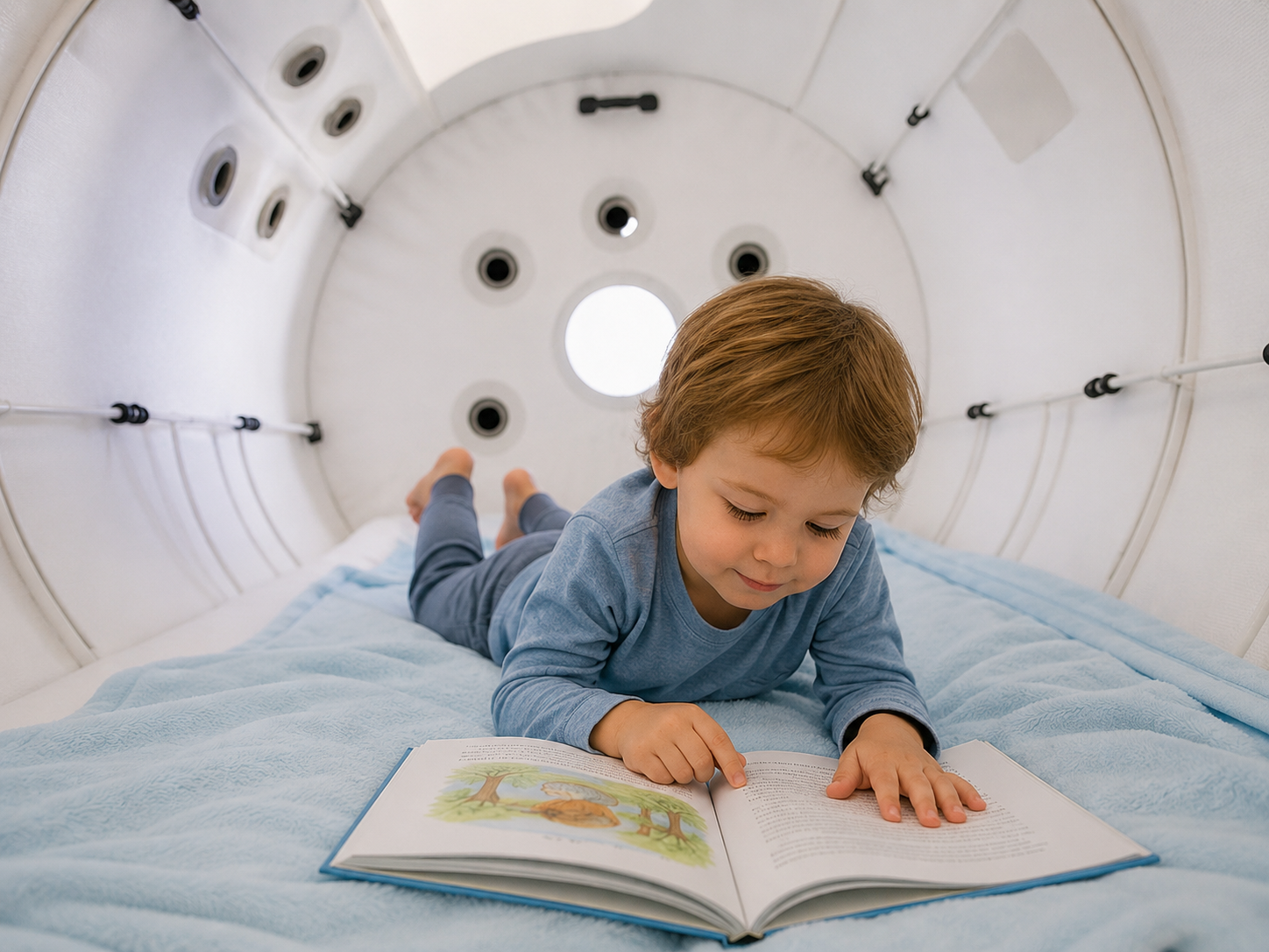 Dieťa počas pobytu v hyperbarickej komore v Pastierikovi